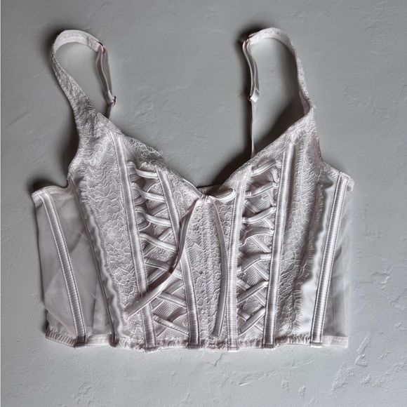 Dream Angels Unlined Lace-Up Corset Top in White - Picture 3 of 5